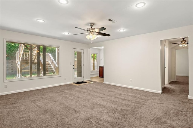 4440 Green Summers Dr, Cumming, GA 30028 - spare room with carpet flooring, a ceiling fan, baseboards, and recessed lighting