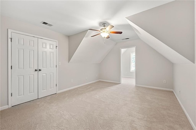 4440 Green Summers Dr, Cumming, GA 30028 - bonus room with light colored carpet, a ceiling fan, baseboards, and lofted ceiling