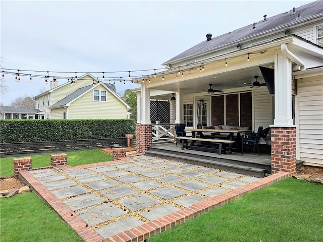 view of patio / terrace with a ceiling fan