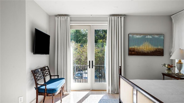 bedroom with light hardwood / wood-style flooring