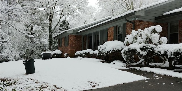 view of snow covered exterior