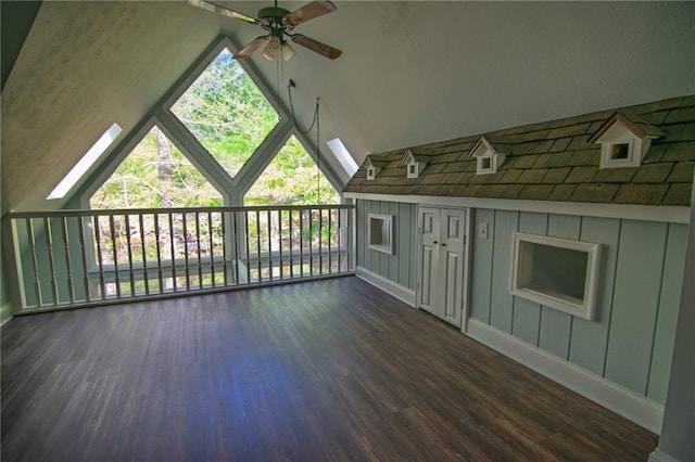 1345 Quail Hollow Dr, Hamilton, GA 31811 - bonus room featuring baseboards, wood finished floors, a ceiling fan, and lofted ceiling