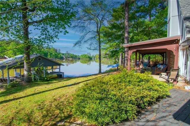 1345 Quail Hollow Dr, Hamilton, GA 31811 - view of yard featuring a water view and a patio