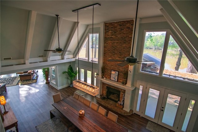 1345 Quail Hollow Dr, Hamilton, GA 31811 - living room featuring a ceiling fan, french doors, and visible vents