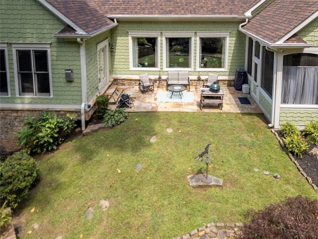 51 Mountain Ridge Dr SE, Cartersville, GA 30120 - view of green lawn featuring a patio