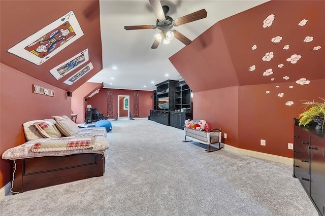 51 Mountain Ridge Dr SE, Cartersville, GA 30120 - living area with carpet flooring, a ceiling fan, and recessed lighting