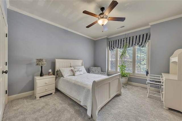 51 Mountain Ridge Dr SE, Cartersville, GA 30120 - bedroom with ornamental molding, light colored carpet, and ceiling fan