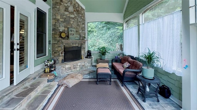 51 Mountain Ridge Dr SE, Cartersville, GA 30120 - view of patio / terrace featuring an outdoor living space with a fireplace