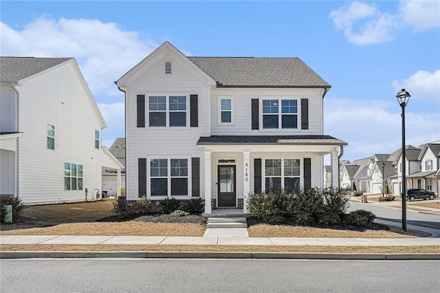 view of front of property with a residential view