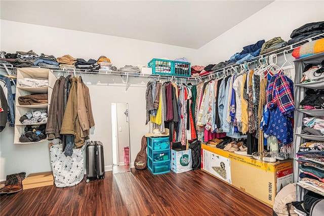 walk in closet featuring wood finished floors