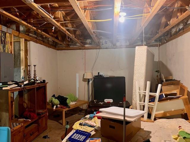 view of unfinished basement