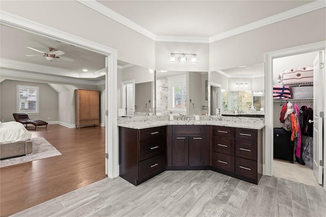 2811 Shady Valley Dr NE, Brookhaven, GA 30324 - bathroom with visible vents, ornamental molding, and a stall shower
