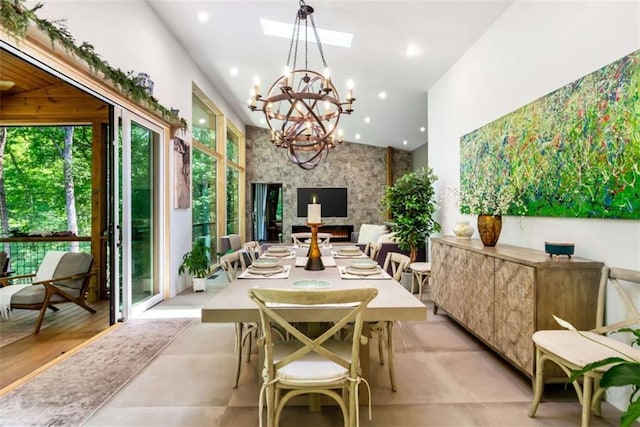 303 Clarice Ln, Sautee Nacoochee, GA 30571 - dining space with healthy amount of natural light, a chandelier, and recessed lighting