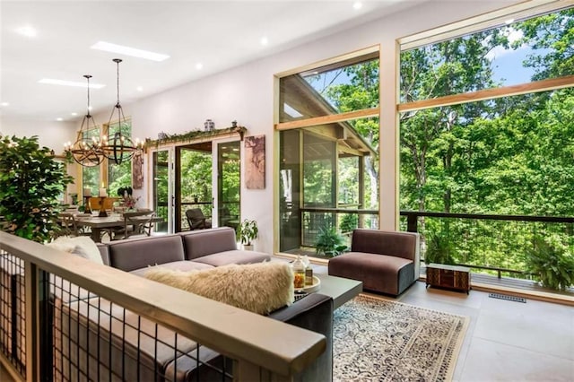 303 Clarice Ln, Sautee Nacoochee, GA 30571 - living area featuring a chandelier, recessed lighting, and tile patterned floors