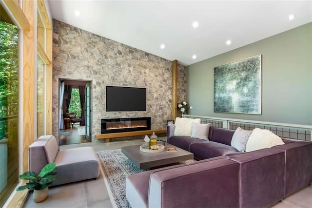 303 Clarice Ln, Sautee Nacoochee, GA 30571 - living area featuring a fireplace and recessed lighting