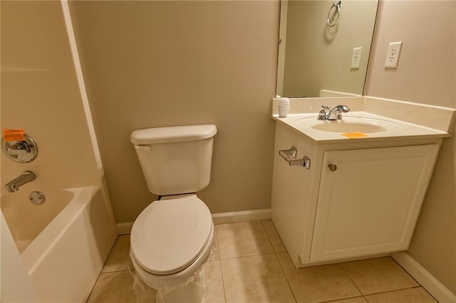 full bathroom featuring vanity, tile patterned floors, and toilet