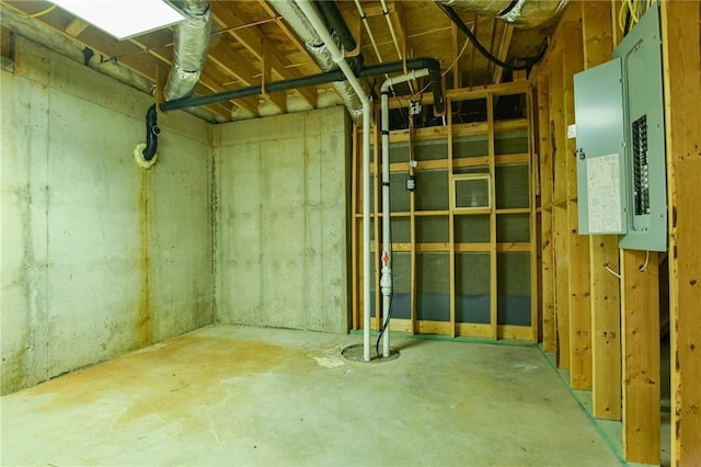 basement with electric panel