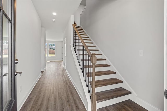 485 Lawson Dr, Mansfield, GA 30055 - stairway featuring wood finished floors and baseboards