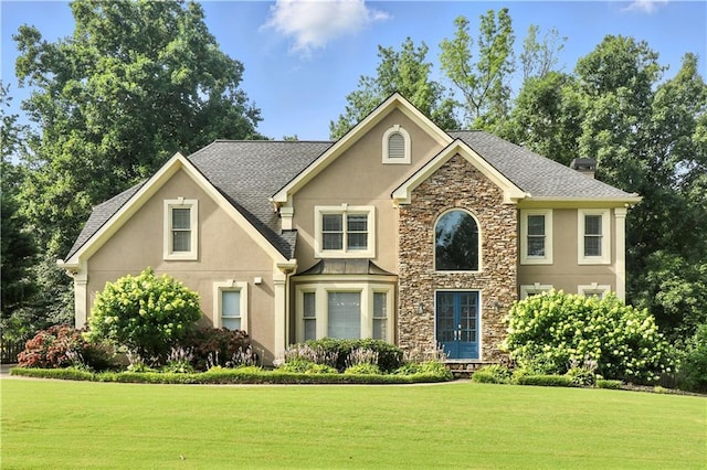 5807 Brookstone Walk NW, Acworth, GA 30101 - view of front of home featuring stucco siding, stone siding, and a front yard