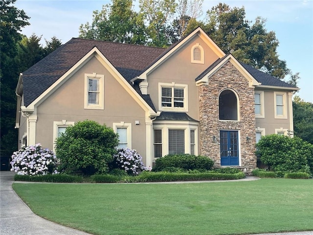 5807 Brookstone Walk NW, Acworth, GA 30101 - traditional home with stucco siding, stone siding, and a front lawn