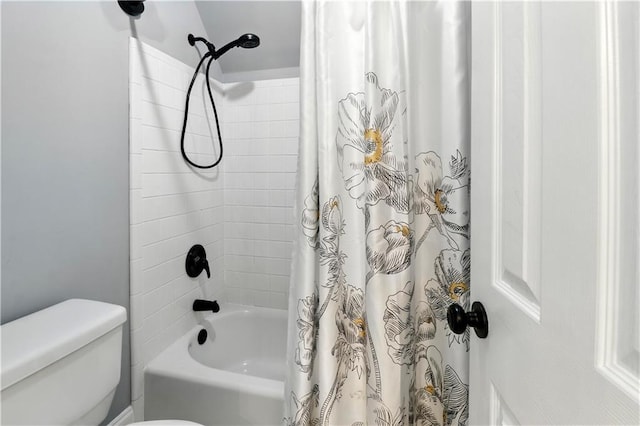 5807 Brookstone Walk NW, Acworth, GA 30101 - bathroom with toilet and shower / bath combo with shower curtain