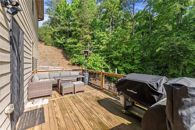 275 Creek View Pl, Canton, GA 30114 - wooden deck featuring outdoor lounge area and a grill