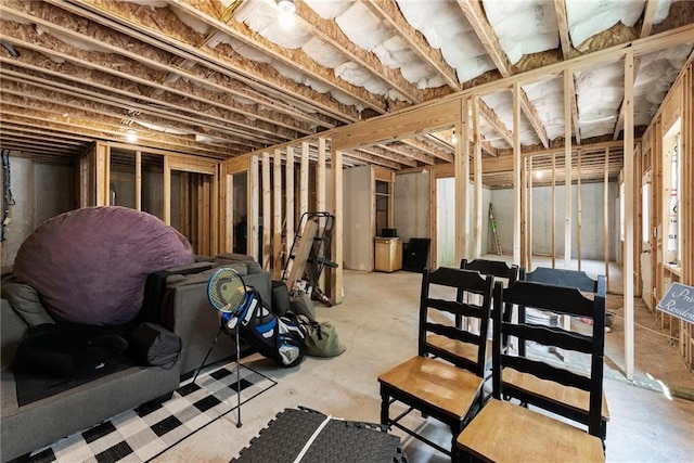 view of unfinished basement