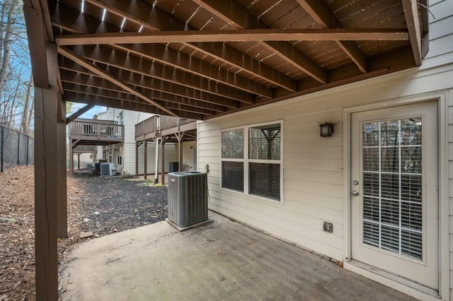 view of patio / terrace featuring central AC unit