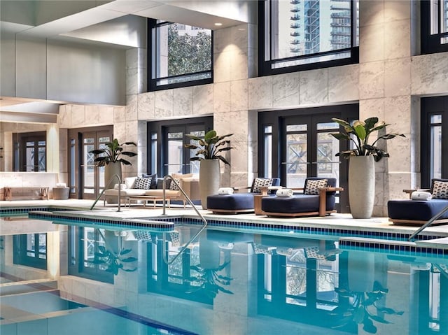 pool featuring french doors