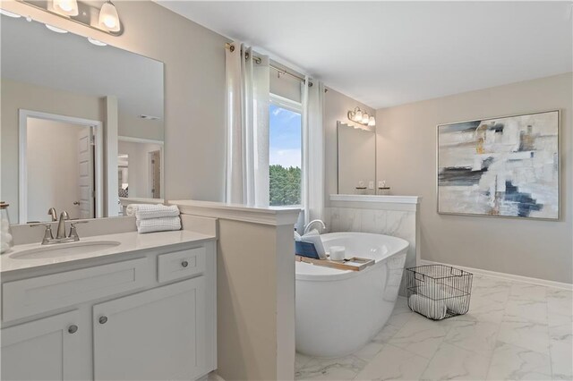 bathroom featuring vanity and a bathtub