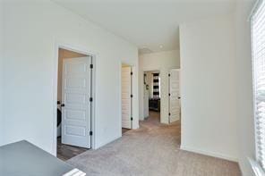 unfurnished bedroom with light colored carpet