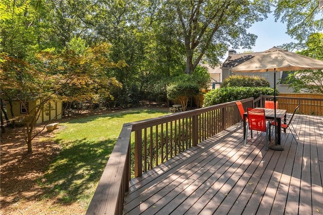 deck with a lawn