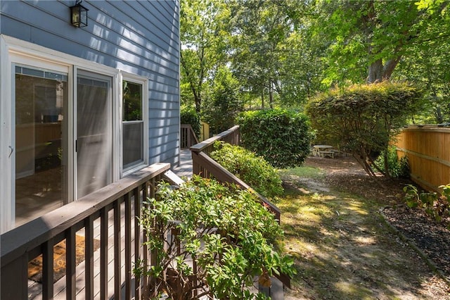 view of yard with a deck