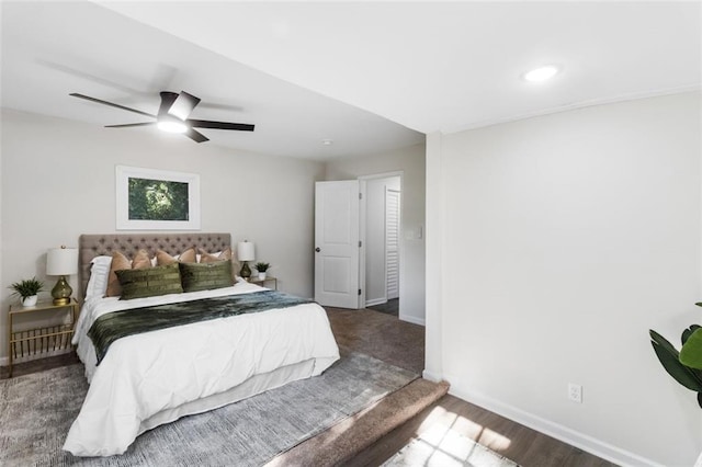 389 Oglesby Bridge Rd SE, Conyers, GA 30094 - bedroom featuring baseboards, a ceiling fan, recessed lighting, and wood finished floors
