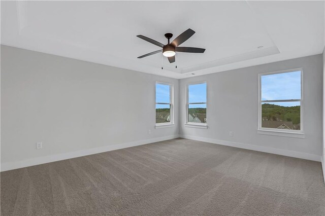 6811 Cambridge Dr, Flowery Branch, GA 30542 - spare room featuring ceiling fan, a raised ceiling, and carpet floors
