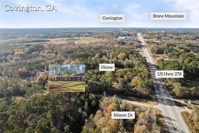 200 Mcguirts Bridge Rd, Covington, GA 30014 - aerial view of property and surrounding area featuring a forest