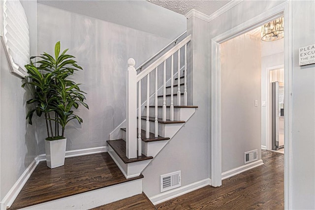 6492 Swift Creek Rd, Lithonia, GA 30058 - stairway with wood finished floors and a chandelier