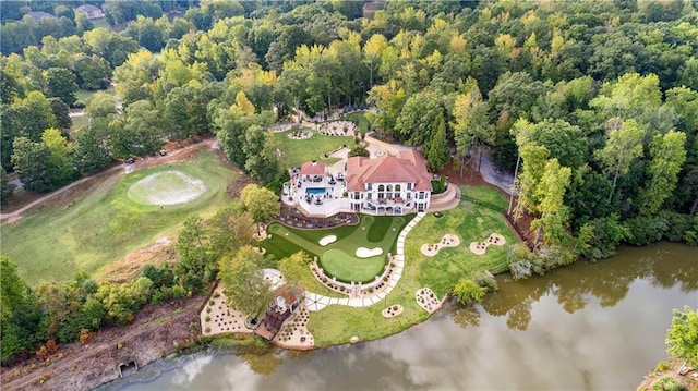 bird's eye view featuring a water view