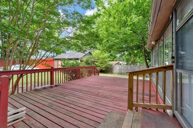 226 Noyes St, Cedartown, GA 30125 - wooden deck with a fenced backyard