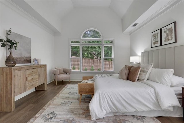 2255 Lenox Ridge Ct NE, Atlanta, GA 30319 - bedroom with high vaulted ceiling and wood finished floors
