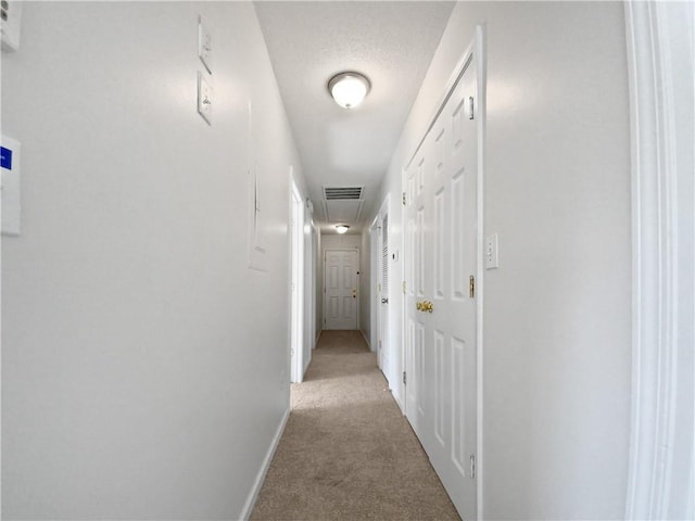 corridor with light colored carpet