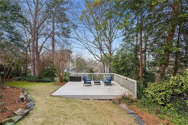 view of yard with an outdoor hangout area and a deck