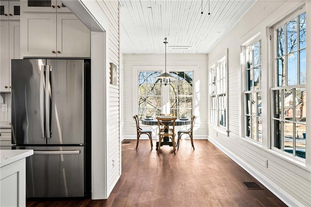 interior space with plenty of natural light and wood ceiling