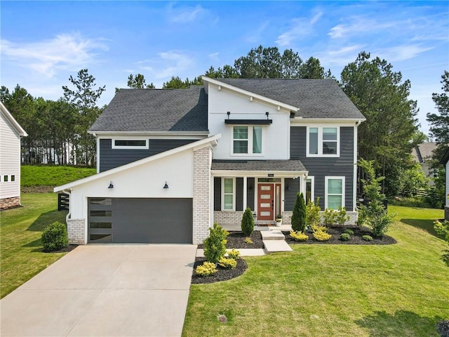 7985 Welch Ml, Ball Ground, GA 30107 - view of front of property featuring driveway, a garage, a front yard, and a shingled roof