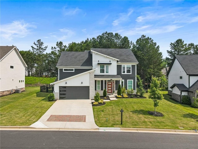 7985 Welch Ml, Ball Ground, GA 30107 - view of front of home featuring concrete driveway, a front yard, roof with shingles, and central AC unit