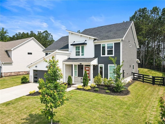 7985 Welch Ml, Ball Ground, GA 30107 - view of front of property with driveway, a garage, a shingled roof, and a porch