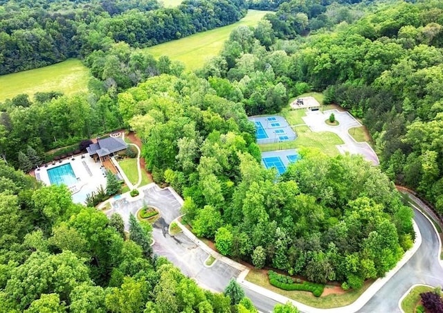 7985 Welch Ml, Ball Ground, GA 30107 - aerial view of a heavily wooded area and a pool area