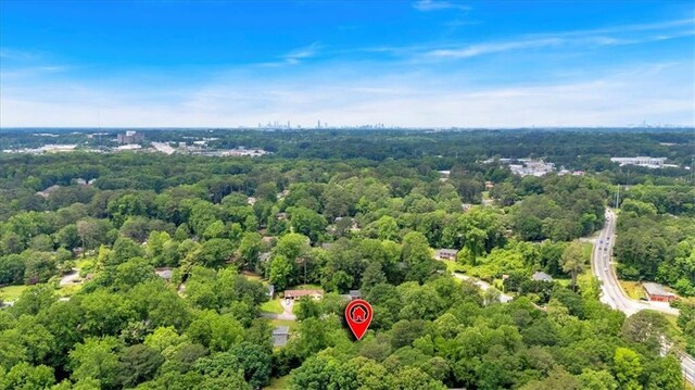 aerial view of a heavily wooded area