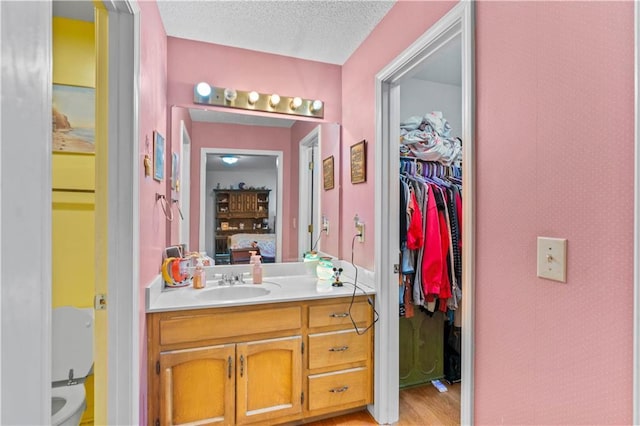 bathroom featuring vanity and a textured ceiling