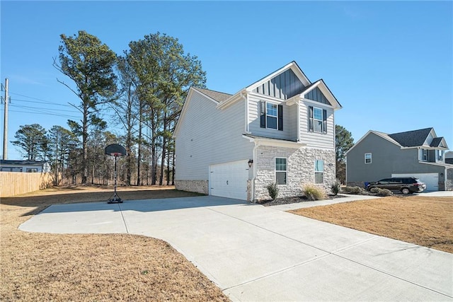 view of side of property featuring a garage